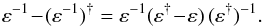 \appendix \setcounter{section}{2} \begin{equation} \varepsilon^{-1} \!-\! (\varepsilon^{-1})^{\dag} = \varepsilon^{-1} (\varepsilon^{\dag} \!-\! \varepsilon) \, (\varepsilon^{\dag})^{-1} . \label{identity_epsilon} \end{equation}