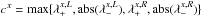 \hbox{$c^x={\rm max} \{ \lambda_{+}^{x,L},{\rm abs} (\lambda_{-}^{x,L}),\lambda_{+}^{x,R},{\rm abs} (\lambda_{-}^{x,R}) \}$}