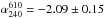 \hbox{$\alpha_{240}^{610}=-2.09\pm0.15$}