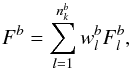 \begin{equation} F^b = \sum_{l=1}^{n_k^b} w_l^b F_l^b, \label{eq:flux_band} \end{equation}