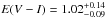\hbox{$E(V-I) = 1.02^{+0.14}_{-0.09}$}