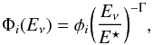 \begin{equation} \Phi_i(E_\nu)=\phi_i \biggl(\frac{E_\nu}{E^\star}\biggr)^{-\Gamma}, \label{phinu} \end{equation}