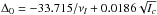 \hbox{$\Delta_0 = -{33.715}/{\nu_l} + 0.0186 \sqrt{I_c}$}