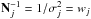 \hbox{$\matN_j^{-1} = 1/\sigma_{j}^2 = w_j$}