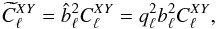 \begin{equation} \pC_{\ell}^{XY} = \hatb_\ell^2 C_\ell^{XY} = q_{\ell}^2 b_\ell^2 C_{\ell}^{XY}, \end{equation}