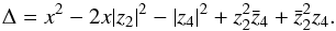 \appendix \setcounter{section}{2} \begin{equation} \Delta = x^2 - 2x\rhoa^2 - \rhob^2 + \za^2\czb+\cza^2\zb. \end{equation}