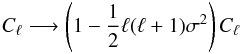 \appendix \setcounter{section}{6} \begin{eqnarray} C_\ell \longrightarrow \left(1 - \frac{1}{2}\ell(\ell+1)\sigma^2\right) C_\ell \end{eqnarray}
