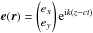 \hbox{$\vece(\vecr) = \vectortwo{e_x}{e_y} {\rm e}^{{\rm i} k(z - c t)}$}