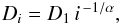 \begin{equation} D_i = D_1\, i^{\,-1/\alpha} , \label{sfd1} \end{equation}