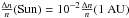 \hbox{$\frac{\Delta n}{n}({\rm Sun})=10^{-2}\frac{\Delta n}{n}(1~\rm{AU})$}