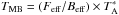 \hbox{$T_{\rm MB} = (F_{\rm eff}/B_{\rm eff}) \times T^*_{\rm A}$}