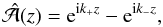 \begin{equation} \hat{\cal A}(z)={\rm e}^{\ii k_+z}-{\rm e}^{\ii k_-z}, \label{sol} \end{equation}