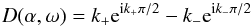 \begin{equation} D(\alpha,\omega)=k_+ {\rm e}^{\ii k_+\pi/2}-k_-{\rm e}^{\ii k_-\pi/2} \label{disc} \end{equation}