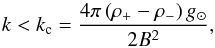 \appendix \setcounter{section}{1} \begin{equation} k<k_{\rm c}=\frac{4\pi \left( \rho_{+}-\rho_{-} \right) g_{\sun}}{2B^2}, \label{eq:mhd_rt} \end{equation}