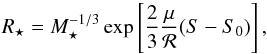 \appendix \setcounter{section}{3} \begin{equation} R_\star= M_\star^{-1/3} \exp\left[ \frac{2}{3}\frac{\mu}{\mathcal{R}} (S-S_0) \right], \label{eq:R-M2} \end{equation}