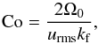 \begin{equation} \Co=\frac{2\Omega_0}{\urms \kf}, \label{eq:Coriolis} \end{equation}
