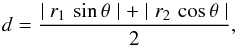 \appendix \setcounter{section}{4} \begin{equation} \label{eq:scatter_env} d=\dfrac{\mid r_1\,\sin\theta \mid + \mid r_2\,\cos\theta \mid }{2} , \end{equation}