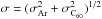 \hbox{$\sigma=(\sigma_{\rm Ar}^2+\sigma_{\rm C_{60}}^2)^{1/2}$}