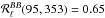 \hbox{$\mathcal{R}_\ell^{BB}(95,353)=0.65$}