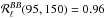 \hbox{$\mathcal{R}_\ell^{BB}(95,150)=0.96$}