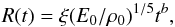 \begin{equation} R(t) = \xi (E_0/\rho_0)^{1/5} t^b, \label{SSS} \end{equation}