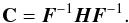 \begin{equation} \label{eq:cmat} \cmat=\fmat^{-1}\hmat\fmat^{-1} . \end{equation}