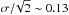 \hbox{$\sigma/\!\sqrt{2} \sim 0.13$}