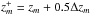 \hbox{$z^{+}_m = z_m + 0.5\Delta z_m$}