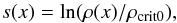 \begin{equation} s(x)=\ln(\rho(x)/\rho_{\mathrm{crit}0}), \label{eq:sigdef} \end{equation}