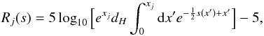 \begin{equation} R_j(s)=5 \log_{10}\Big[e^{x_j}d_H\int^{x_j}_0 {\rm d}x' e^{-\frac{1}{2}s(x')+x'}\Big]-5, \label{non-lin-response} \end{equation}