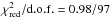 \hbox{$\chi^{2}_{\rm red}{\rm /d.o.f.}= 0.98/97$}