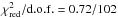 \hbox{$\chi^2_{\rm red}/{\rm d.o.f.}=0.72/102$}