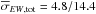 \hbox{$\overline{\sigma}_{EW\mathrm{,tot}}=4.8/14.4$}