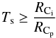 \begin{equation} T_{\rm s}\geq \frac{R_{\rm C_{\rm i}}}{R_{\rm C_{\rm p}}} \end{equation}