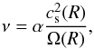 \begin{equation} \nu=\alpha\frac{c_{\rm s}^2(R)}{\Omega(R)}, \end{equation}