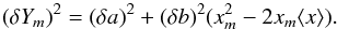 \appendix \setcounter{section}{2} \begin{equation} \label{errp} (\delta Y_m)^2 = (\delta a)^2 + (\delta b)^2(x_m^2-2x_m\langle x\rangle). \end{equation}