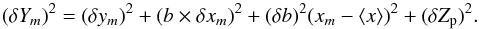 \appendix \setcounter{section}{2} \begin{equation} \label{errp3} (\delta Y_m)^2 =(\delta y_m)^2 + (b\times\delta x_m)^2 + (\delta b)^2(x_m-\langle x\rangle)^2+(\delta Z_{\rm p})^2 . \end{equation}
