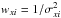 \hbox{$w_{xi}=1/\sigma^2_{xi}$}