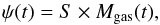 \begin{equation} \psi(t)= S \times M_\mathrm{gas}(t), \end{equation}