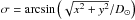 \hbox{$\sigma=\arcsin\left(\sqrt{x^2+y^2}/D_\sun\right)$}