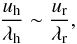 \begin{equation} \label{massconservation} \frac{u_{\rm h}}{\lambda_{\rm h}}\sim \frac{u_{\rm r}}{\lambda_{\rm r}}, \end{equation}