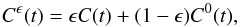 \begin{equation} C^\epsilon(t) = \epsilon C(t) + (1-\epsilon) \C0(t), \end{equation}