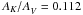 \hbox{$\Ak/\Av = 0.112$}