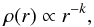 \begin{equation} \rho(r) \propto r^{-k}, \end{equation}