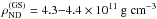 \hbox{$\rho_{\rm ND}^{\rm (GS)}=4.3 {-} 4.4\times 10^{11}~\mdens$}