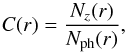 \begin{equation} C(r)=\frac{N_z(r)}{N_{\rm ph}(r)} , \end{equation}