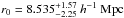 \hbox{$r_{0}=8.535_{-2.25}^{+1.57}~h^{-1}~\textrm{Mpc}$}