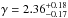 \hbox{$\gamma=2.36_{-0.17}^{+0.18}$}