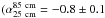 \hbox{$(\alpha_{\rm 25~cm}^{\rm 85~cm}=-0.8\pm0.1$}