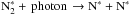 \hbox{${\rm N_2^*} + \, \mbox{photon} \, \rightarrow {\rm N^*} + {\rm N^*}$}